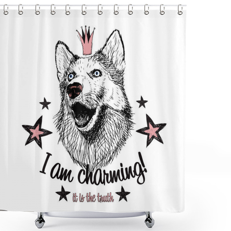 Personality  Funny Dog With Inscription Shower Curtains