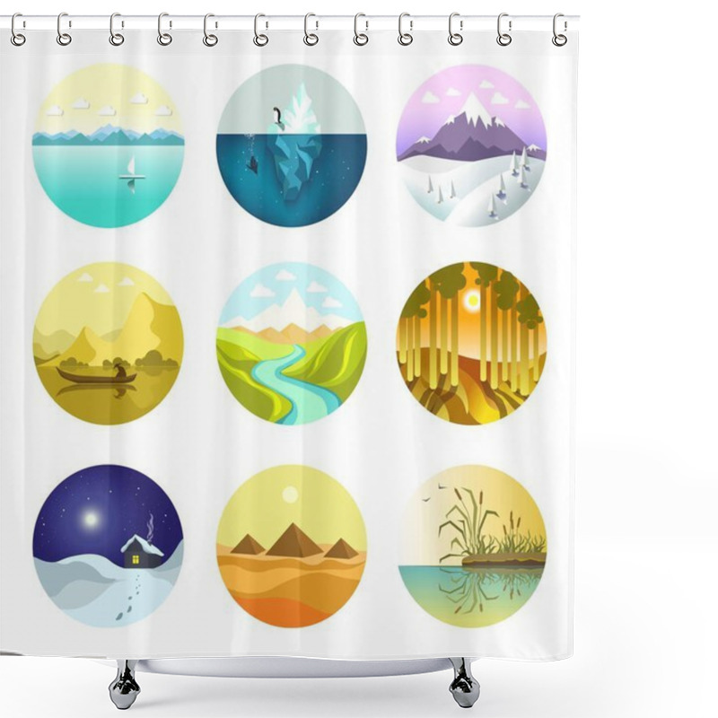 Personality  Landscape Nature Icons Set Shower Curtains