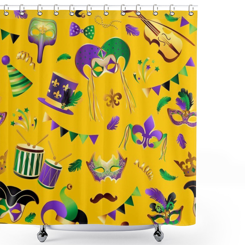 Personality  Template With Golden Carnival Masks, Vector Illustration Shower Curtains