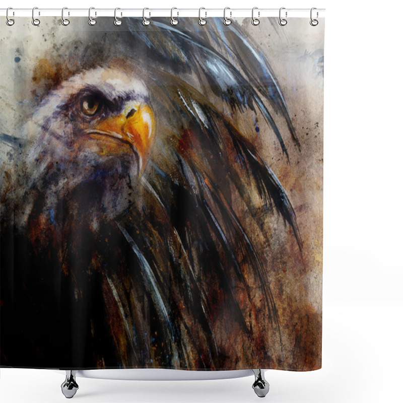 Personality  Painting  Eagle On An Abstract Background, USA Symbols Freedom Shower Curtains