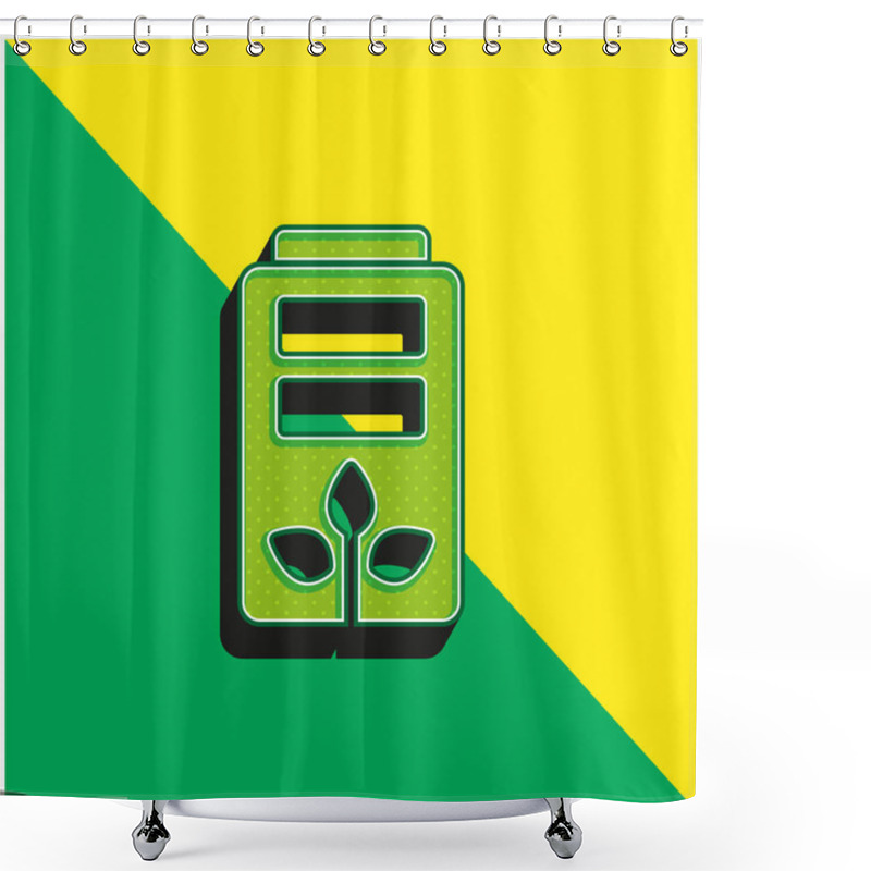 Personality  Battery Green And Yellow Modern 3d Vector Icon Logo Shower Curtains