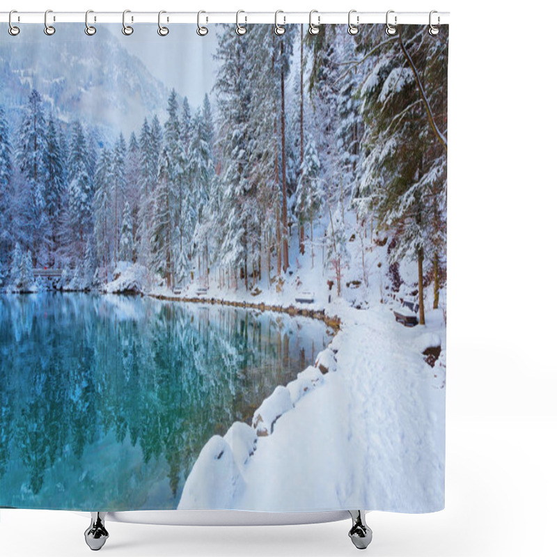 Personality  Lake Blausee In Bernese Highlands During Winter, Switzerland Shower Curtains