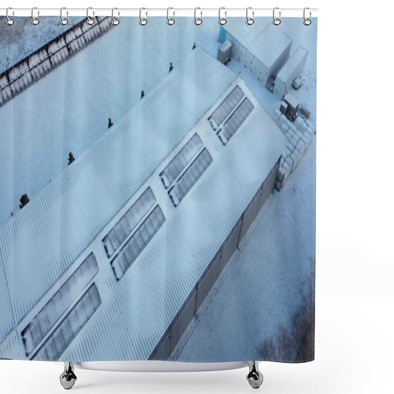 Personality  Outdoor Solar Panels In Snowy Landscape Winter Season Shower Curtains