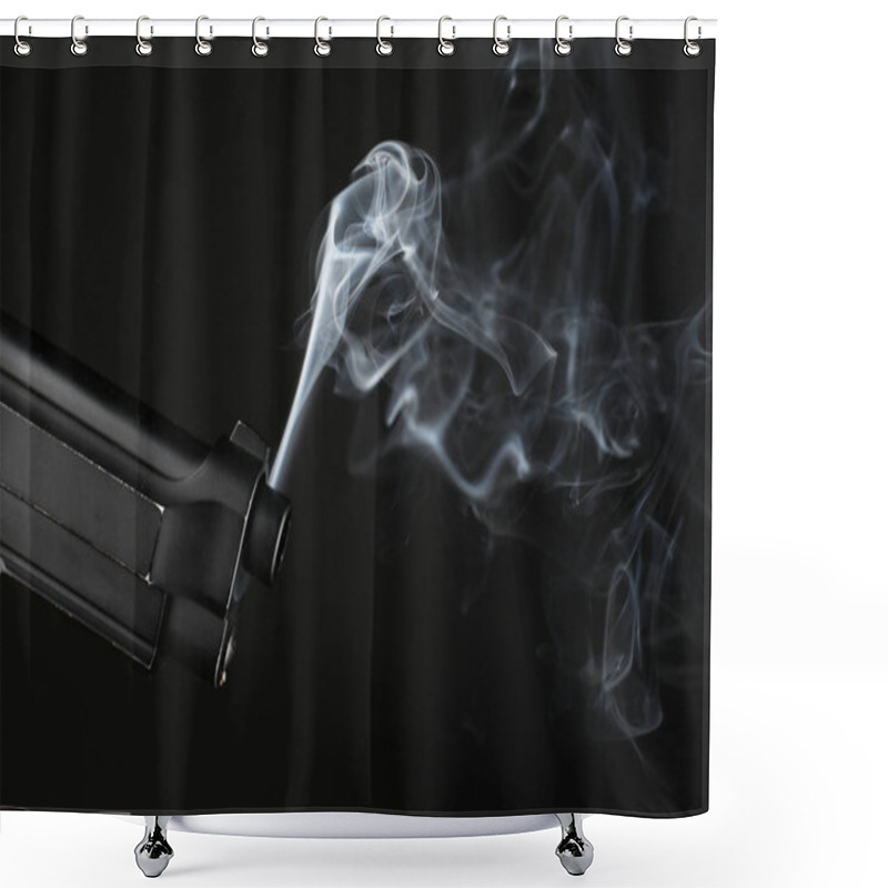 Personality  Smoking Gun On Black Shower Curtains