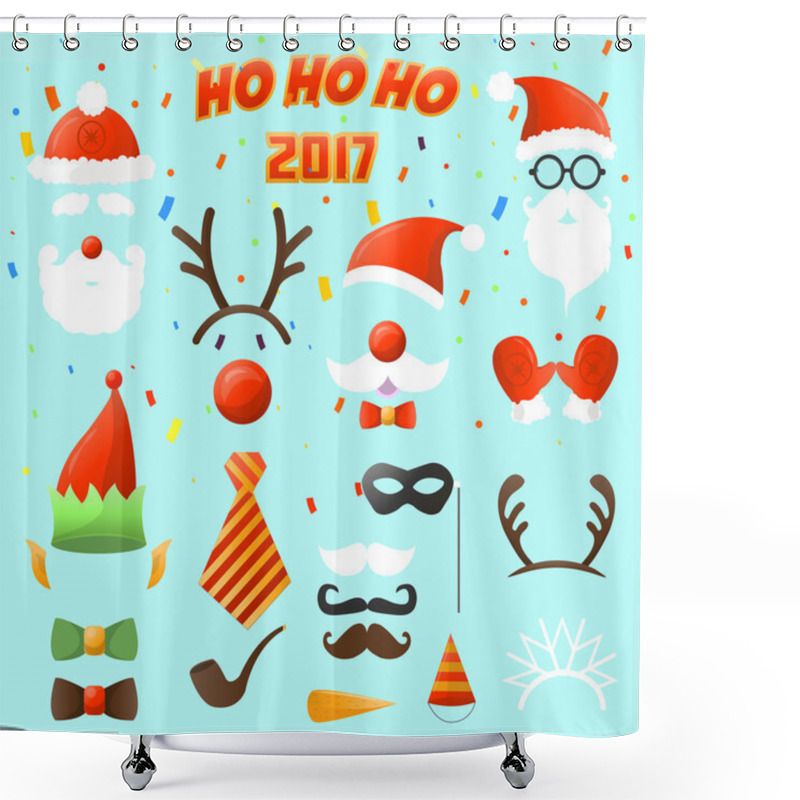 Personality  Set Of Christmas Party Elements Shower Curtains