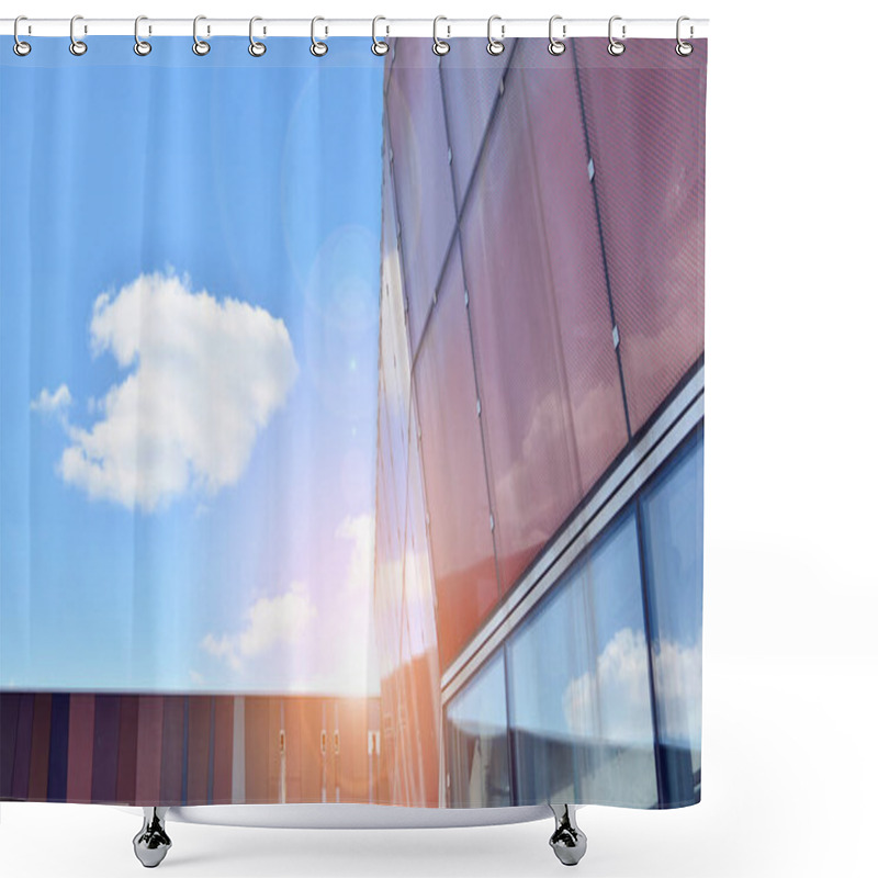 Personality  Abstract Reflection Of Modern City Glass And Steel Facades. Modern Office Building Detail, Glass And Steel Surface.  Shower Curtains