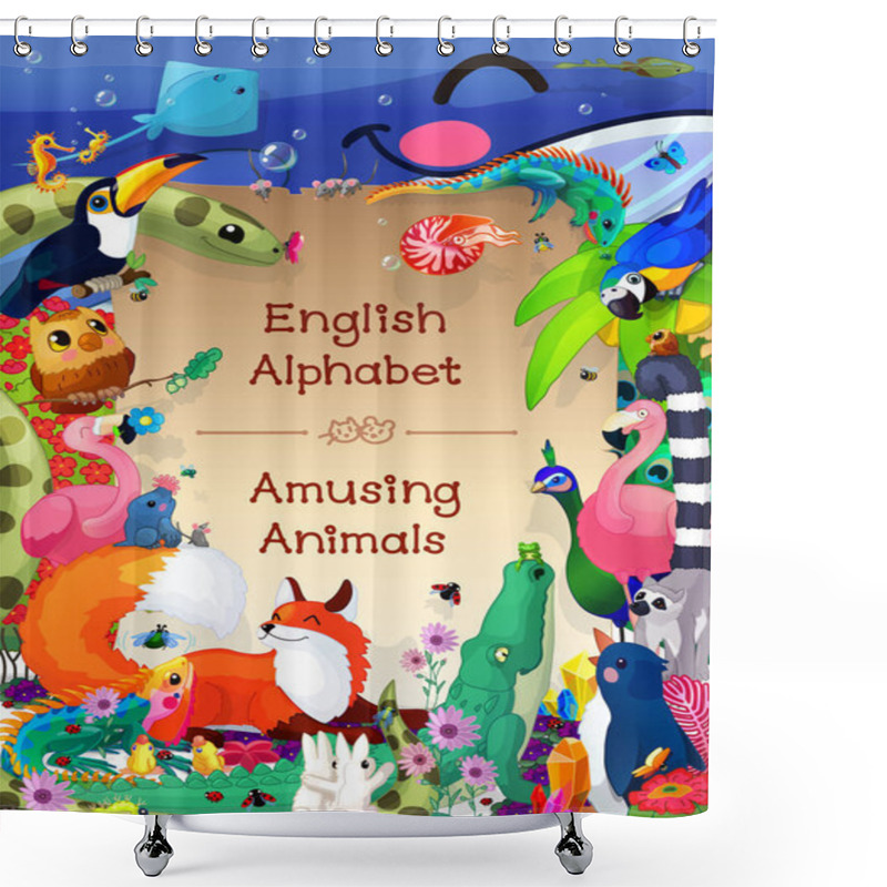 Personality   Book Cover For English Alphabet Series Of Amusing Animals. Shower Curtains