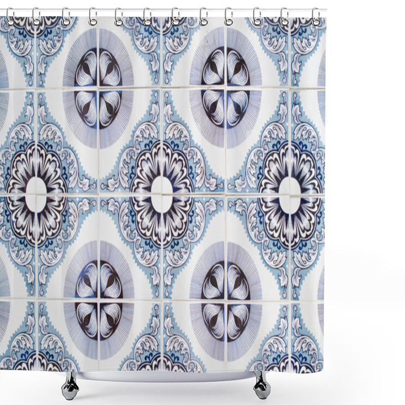 Personality  Traditional Portuguese Glazed Tiles Shower Curtains