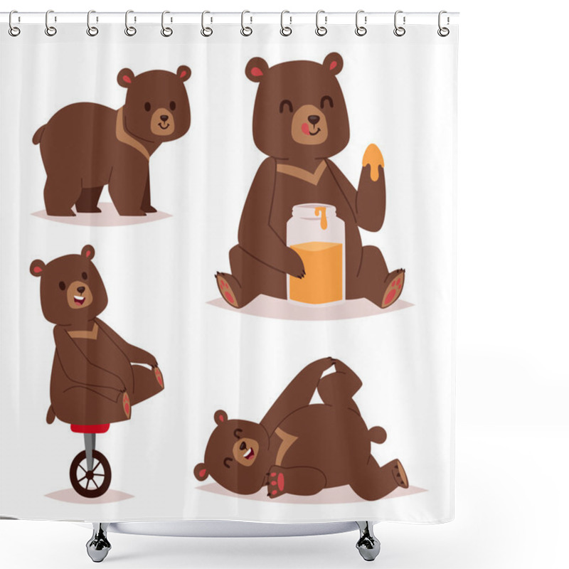 Personality  Cartoon Bear Vector Set. Shower Curtains