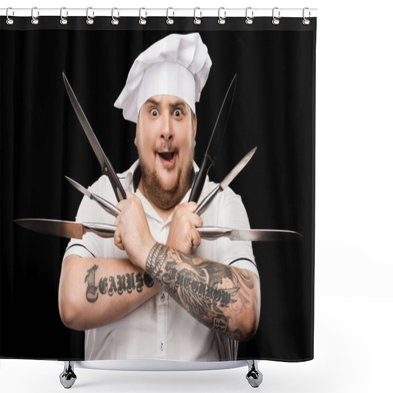 Personality  Professional Chef With Knife  Shower Curtains