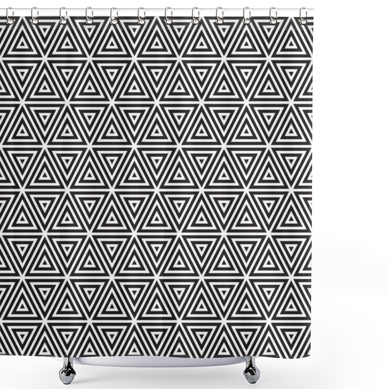 Personality  Vector Seamless Black And White Triangles Line Grid Pattern Shower Curtains