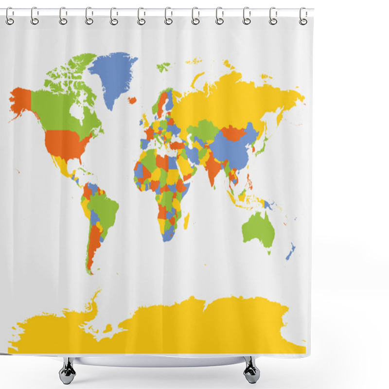 Personality  World Blank Map. High Detailed Political Map Of World Shower Curtains