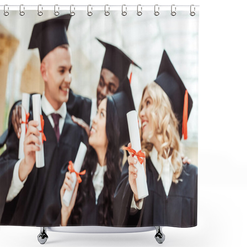 Personality  Multiethnic Students With Diplomas Shower Curtains