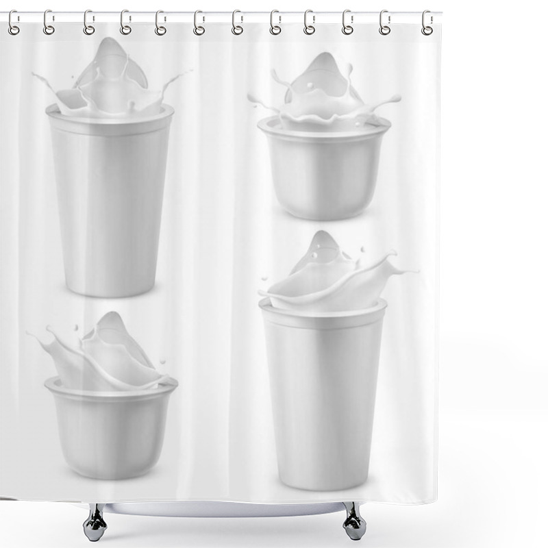 Personality  Vector 3d Realistic Plastic Packages With Yogurt Shower Curtains