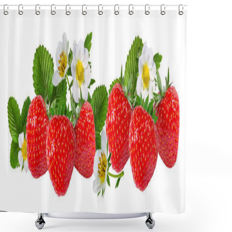 Personality  Strawberry And Strawberry Flower Isolated On White Background Shower Curtains