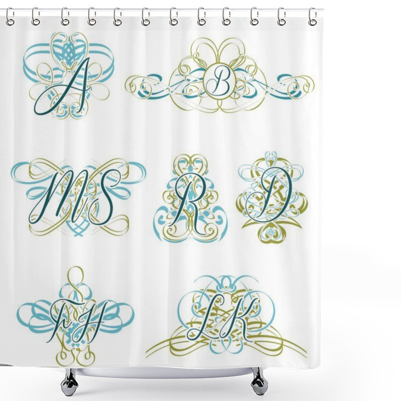 Personality  Set Of Beautiful Swirl Frames And Borders Shower Curtains