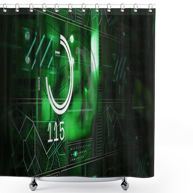 Personality  Image Of Digital Data Processing Over Computer Servers. Global Connections, Computing And Data Processing Concept Digitally Generated Image. Shower Curtains