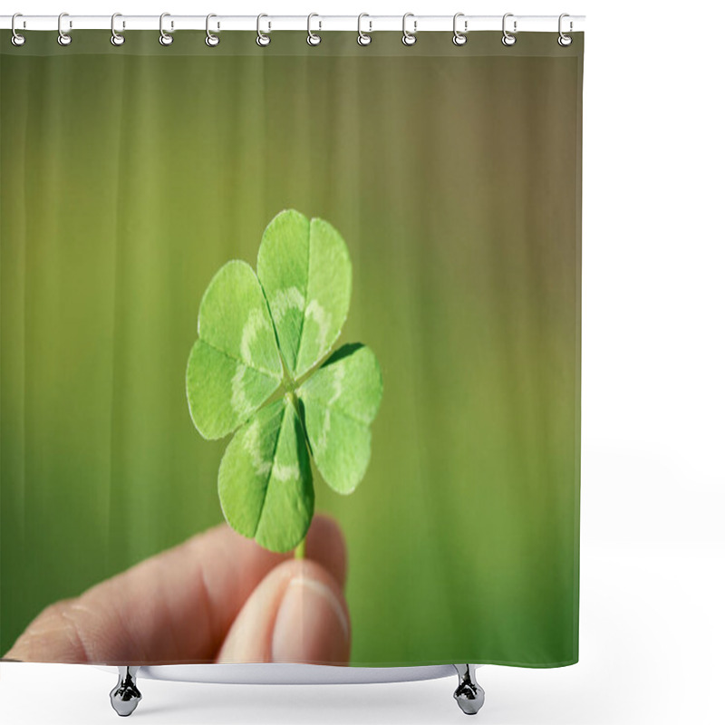 Personality  Holding A Lucky Four Leaf Clover, Good Luck Shamrock, Or Lucky Charm. Shower Curtains