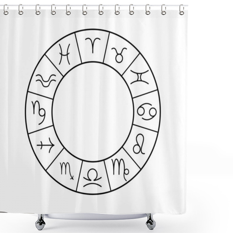 Personality  Illustration Of Zodiac Wheel With Astrological Signs On White Background Shower Curtains