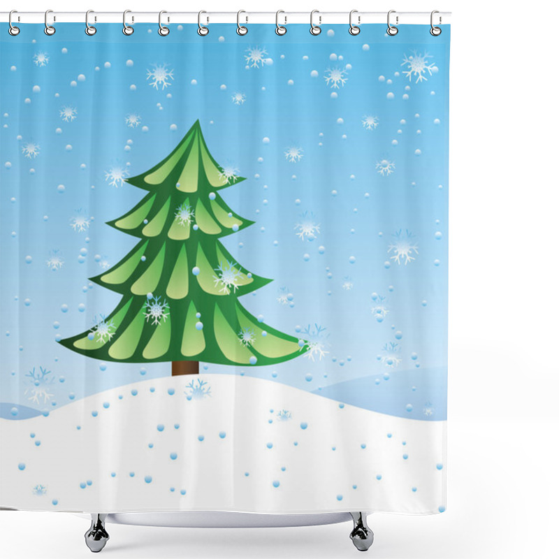 Personality  Green Fir Tree On Slope Shower Curtains