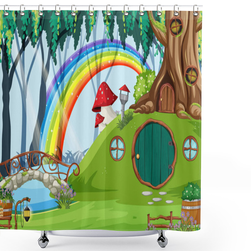 Personality  Forest Fantasy Enchanted Forest Background Scene Illustration Shower Curtains