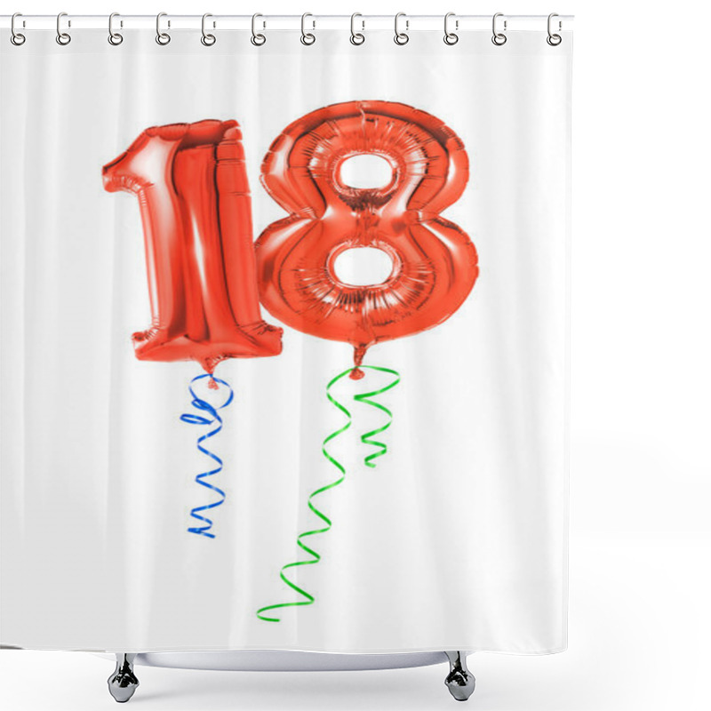 Personality  Red Balloons With Ribbon Shower Curtains