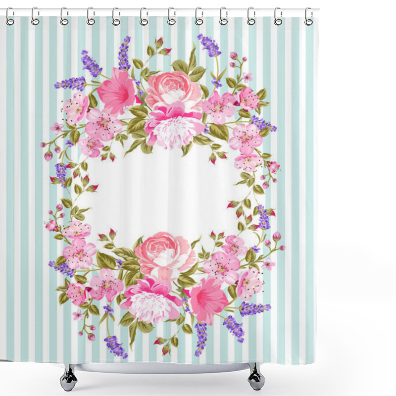 Personality  Flower Frame For Invitation Card. Shower Curtains