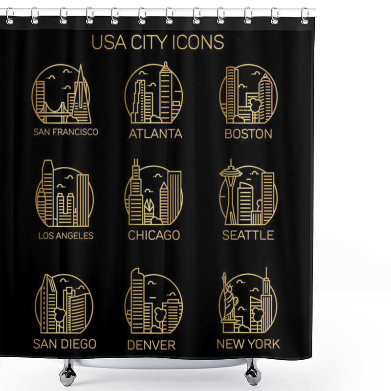 Personality  USA City Icons Shower Curtains