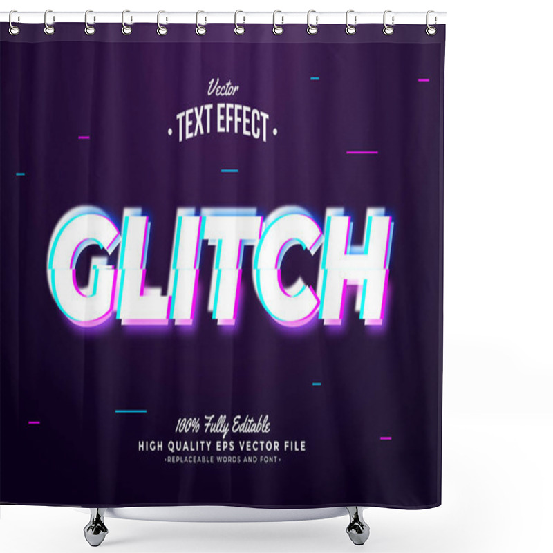 Personality  Glitch Text Effect 3D Editable Font Background Dark Shower Curtains