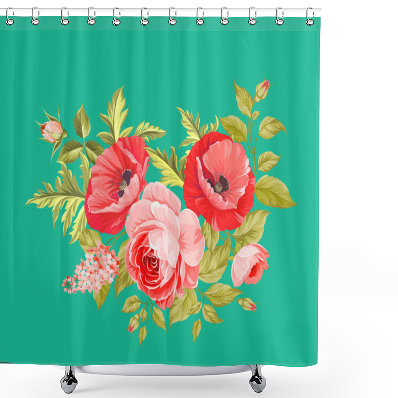 Personality  Background With Poppies. Shower Curtains