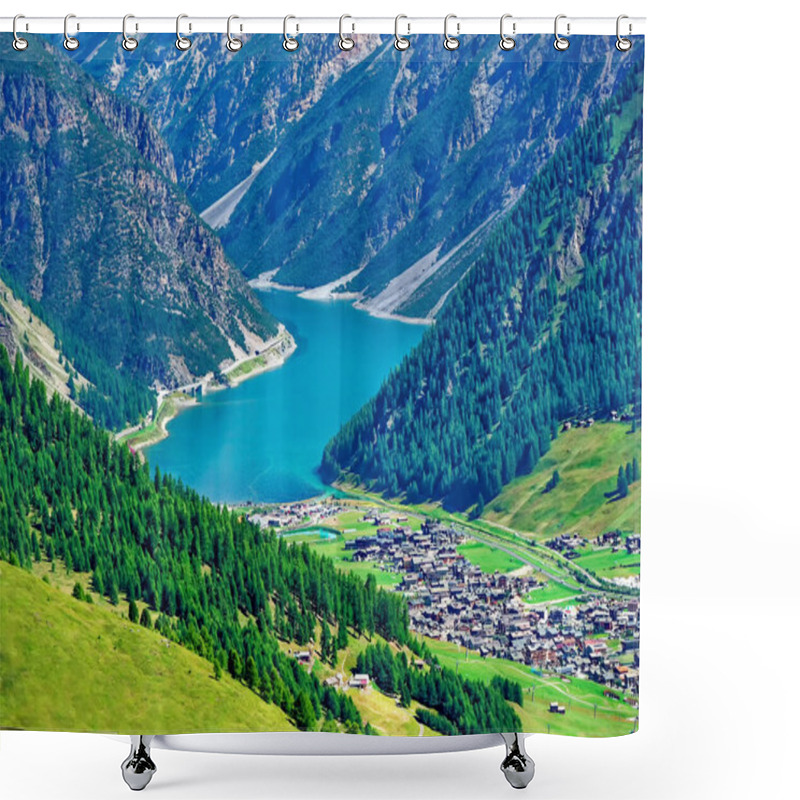 Personality  Livigno Village Landscape Italy Alps In Summer Stunning View From Above. Shower Curtains