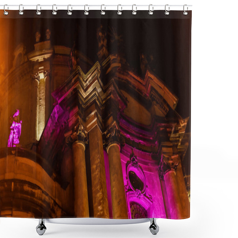 Personality  Low Angle View Of Ancient Dominican Cathedral In Lviv Shower Curtains