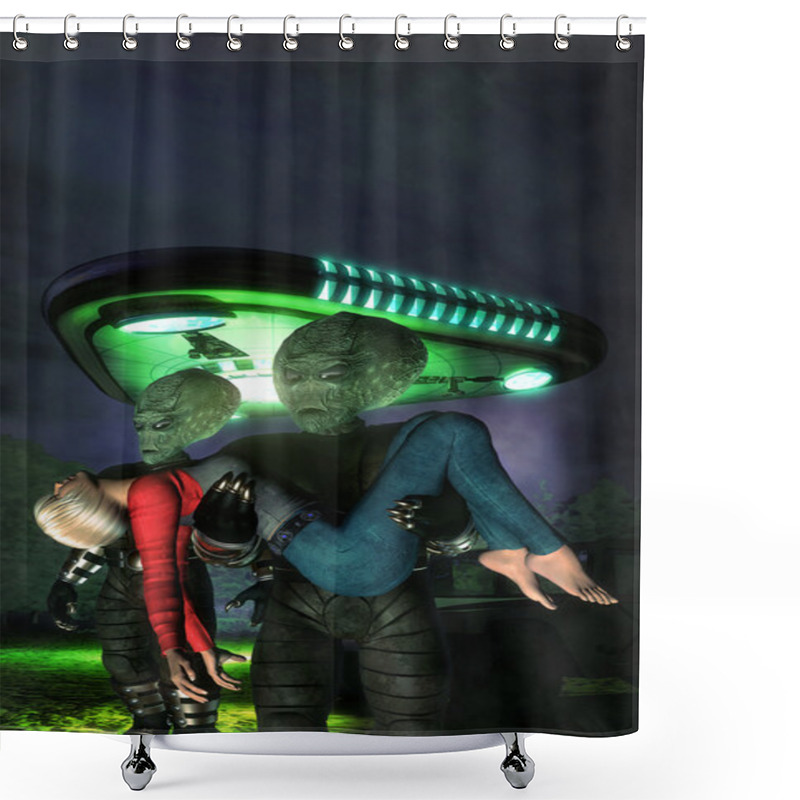 Personality  Ufo Alien Girl Abduction Shower Curtains