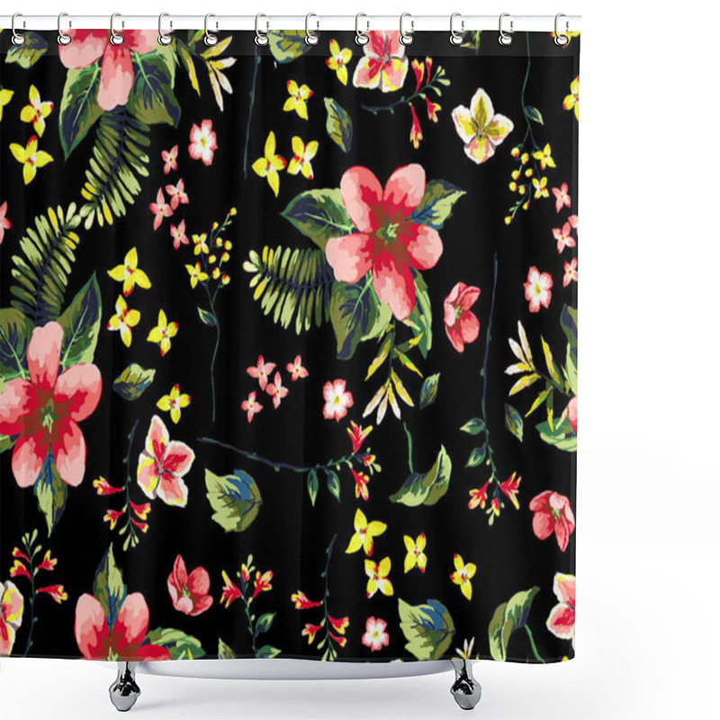 Personality   Tropical Flowers With Branches Pattern Shower Curtains