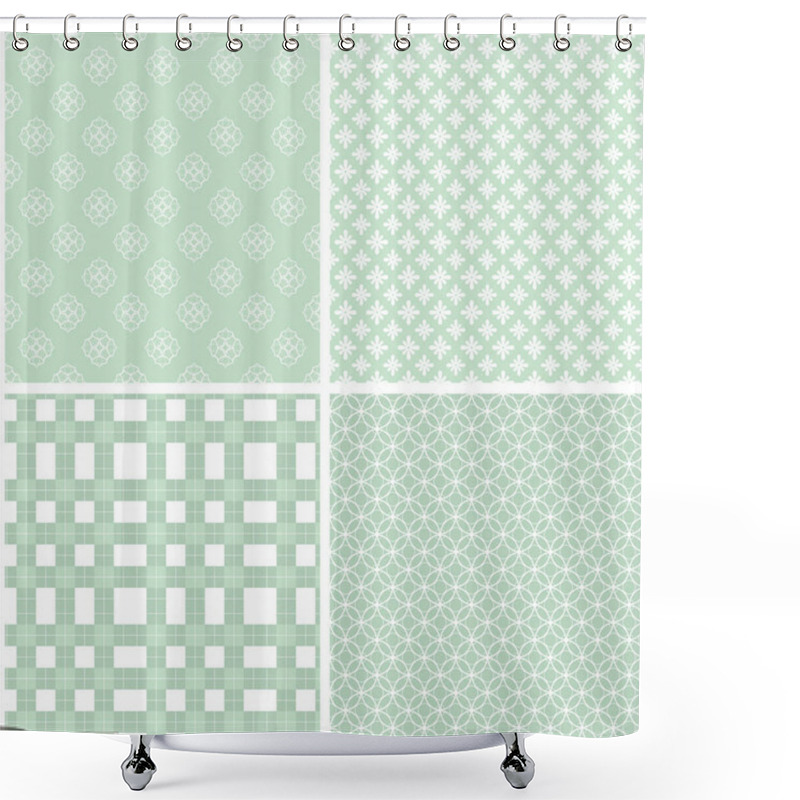 Personality  Green Different Vector Seamless Patterns. Abstract Ornaments. Shower Curtains