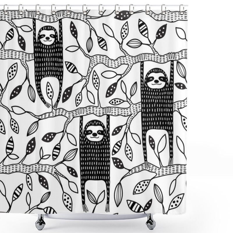 Personality  Sloths Seamless Pattern Shower Curtains