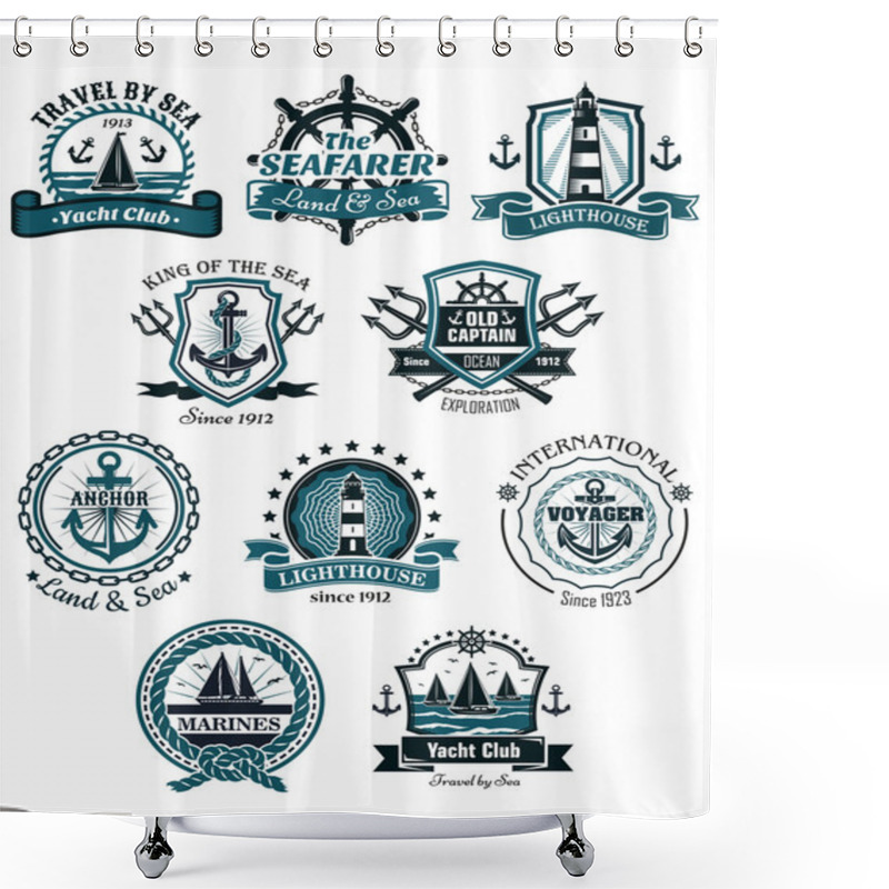 Personality  Marine Emblems And Banners Shower Curtains