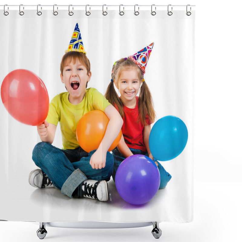 Personality  Kids In Birthday Caps Shower Curtains