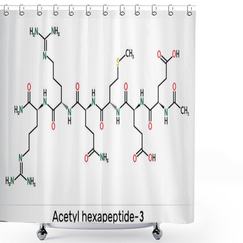 Personality  Acetyl Hexapeptide-3, Acetyl Hexapeptide-8, Argireline Molecule. Peptide, Fragment Of SNAP-25, A Substrate Of Botulinum Toxin. Skeletal Chemical Formula. Vector Illustration Shower Curtains