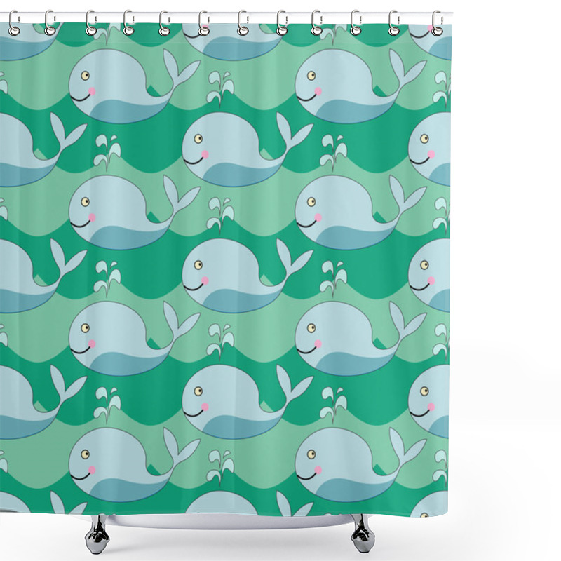 Personality  Cute Whales Pattern Shower Curtains