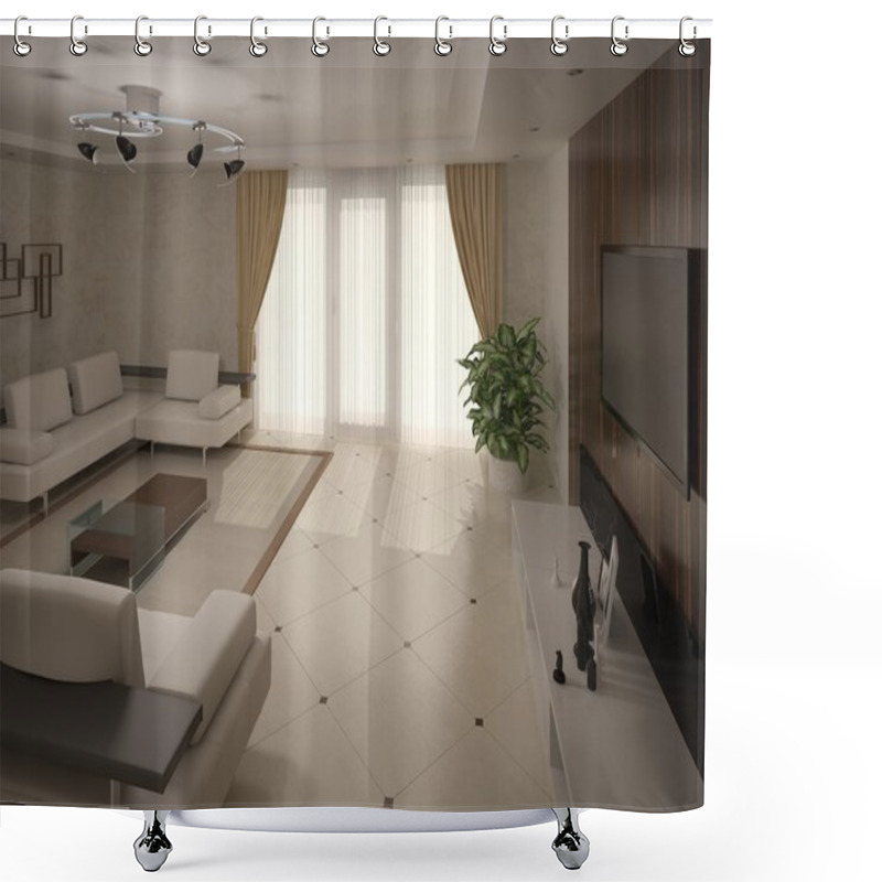 Personality  Interesting Design Of The Living Room. Shower Curtains