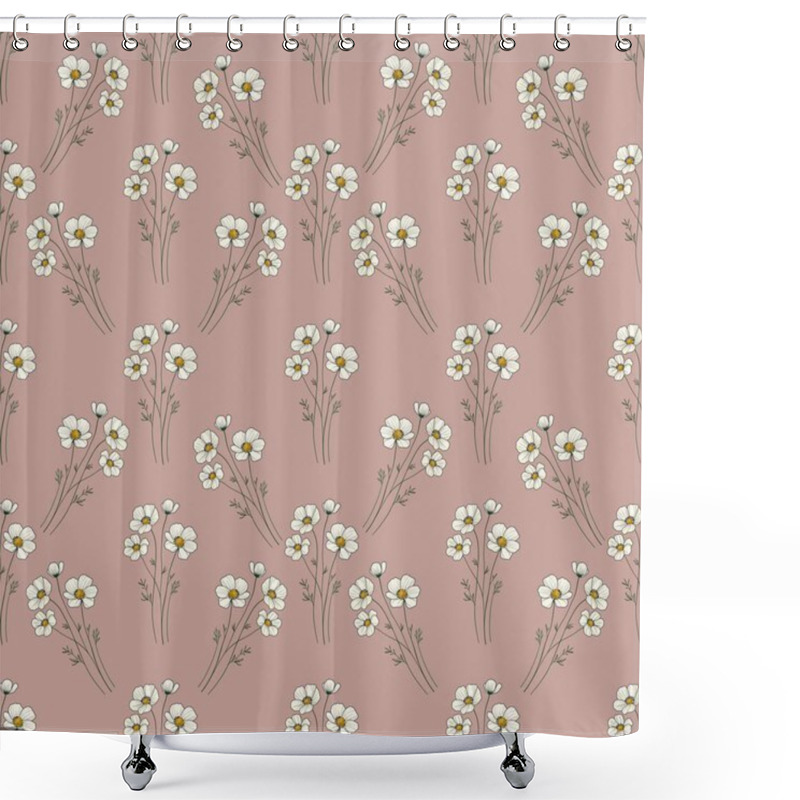 Personality  Seamless Pattern Anemone Small Design On Pink Pastel Background For Prints, Textiles, Packaging, Fabrics, And Wrapping Paper Shower Curtains