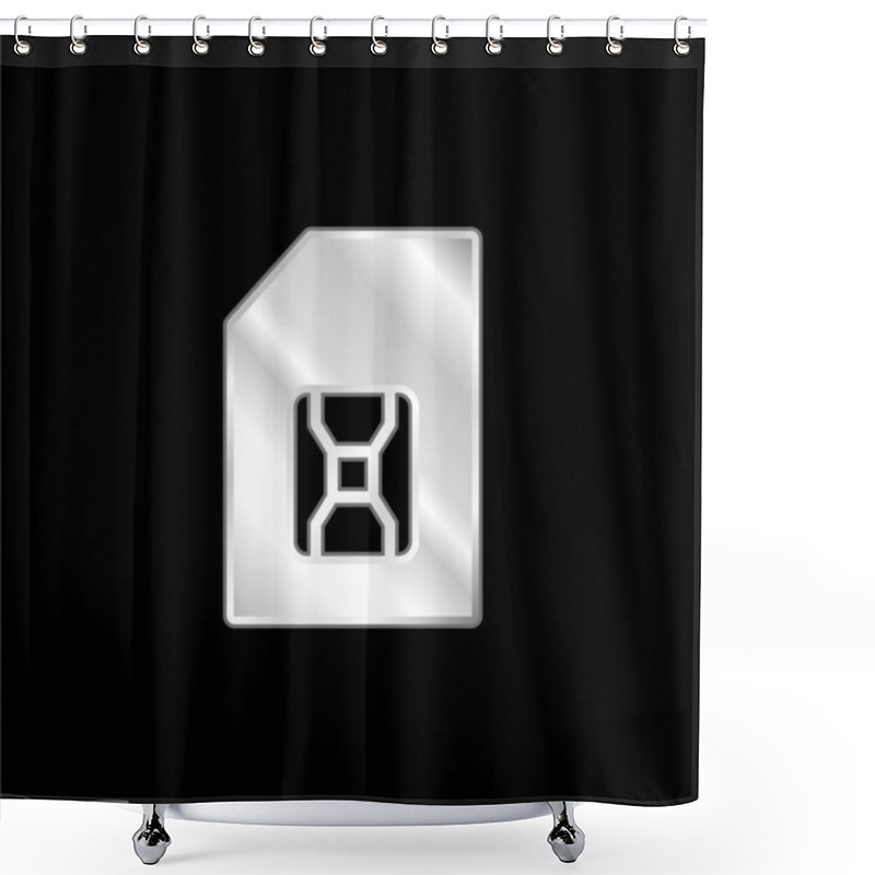 Personality  Big SIM Card Silver Plated Metallic Icon Shower Curtains