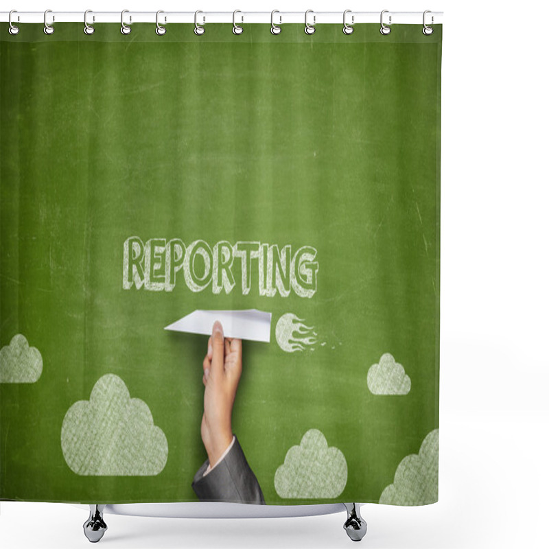 Personality  Reporting Concept On Blackboard With Paper Plane Shower Curtains