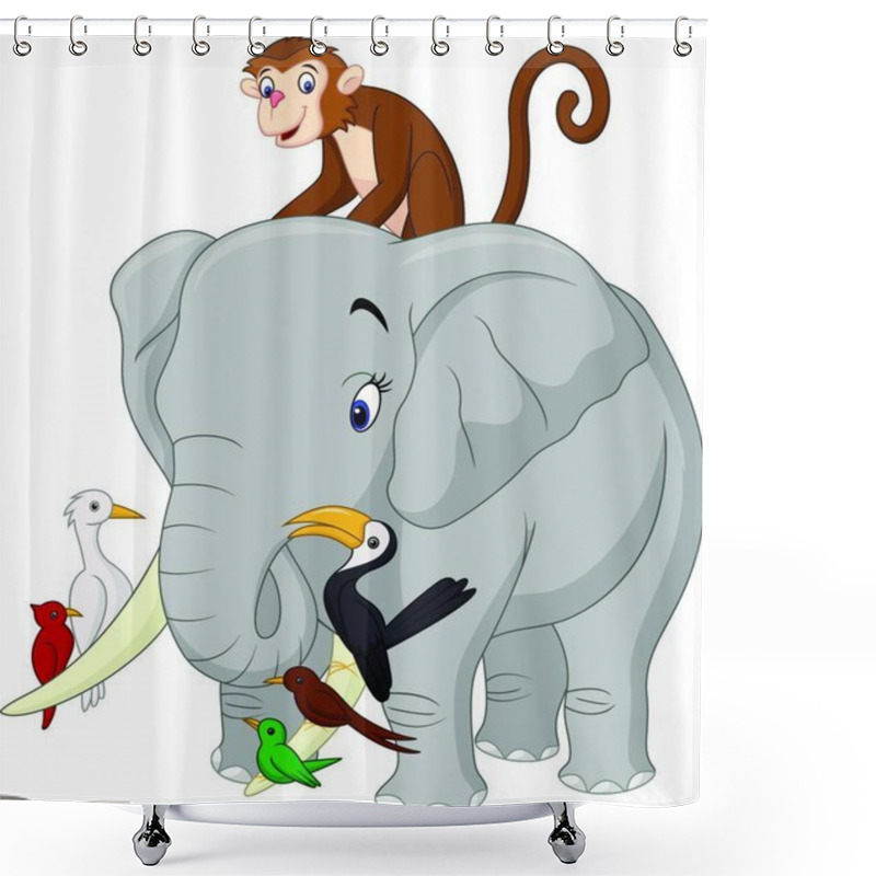 Personality  Happy Animals Cartoon On White Background Shower Curtains