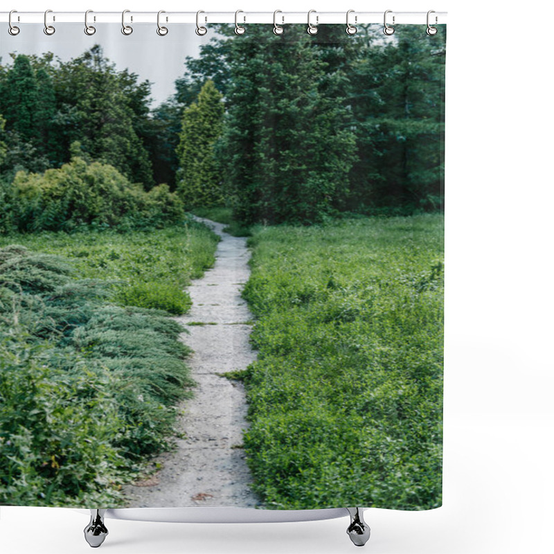 Personality  Footpath With Various Plants Around In Park Shower Curtains