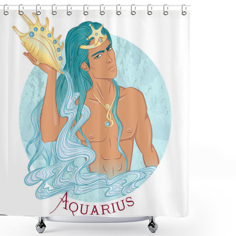 Personality  Aquarius As A Beautiful Man With Swarthy Skin Shower Curtains