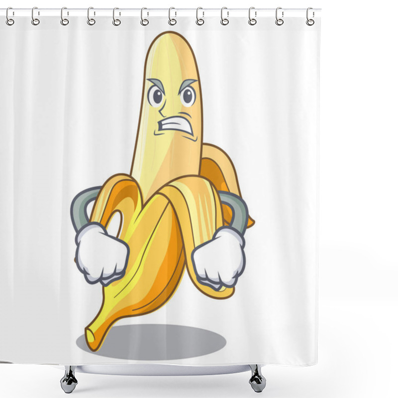 Personality  Angry Fresh Banana Fruit Mascot Cartoon Style Shower Curtains