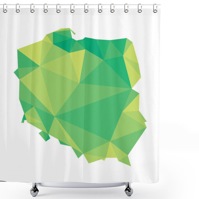 Personality  Green Polygonal Vector Map Of Poland Shower Curtains