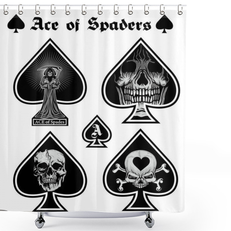 Personality  Set, Ace Of Spades With Skull Shower Curtains